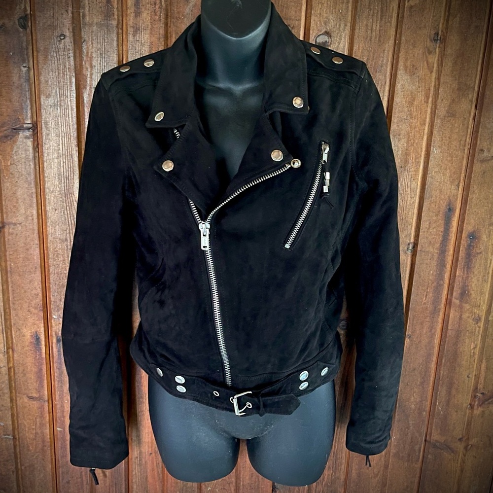 BLK DNM Suede Moto Biker Leather Jacket 1 Small